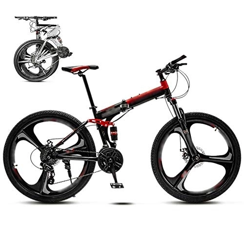 Bicicletas de montaña plegables : LVTFCO Bicicleta plegable unisex de 26 pulgadas, bicicleta de montaña plegable de 30 velocidades, bicicletas de velocidad variable todoterreno para mujeres, freno de disco doble