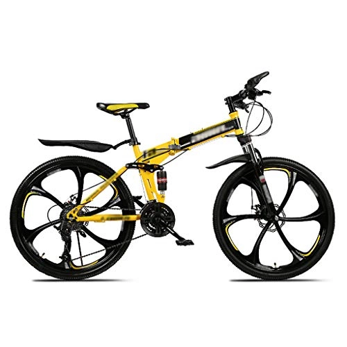 Bicicletas de montaña plegables : LWZ Bicicleta Plegable 26 Pulgadas Bicicleta de montaña de Acero de Alto Carbono 24 velocidades Freno de Disco Dual Absorción de Golpes Bicicleta de montaña MTB para Adultos