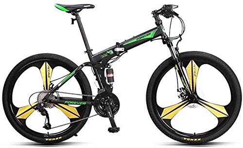 Bicicletas de montaña plegables : Mnjin Bicicleta de Carretera Bicicleta de montaña Plegable Velocidad de Bicicleta Off-Road Frenos de Disco de Doble Choque Macho Adulto26 Pulgadas
