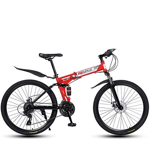 Bicicletas de montaña plegables : Mountain Bike Bicicleta de montaña Plegable para Adultos-Red_21 speed-26 Pulgadas