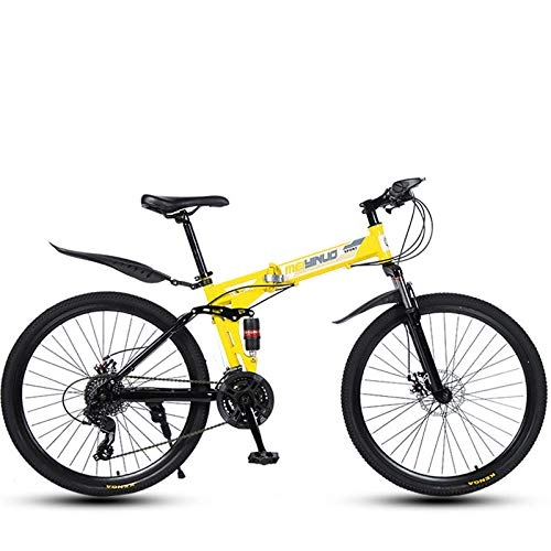 Bicicletas de montaña plegables : Mountain Bike Bicicleta de montaña Plegable para Adultos-Yellow_24 speed-26 Pulgadas