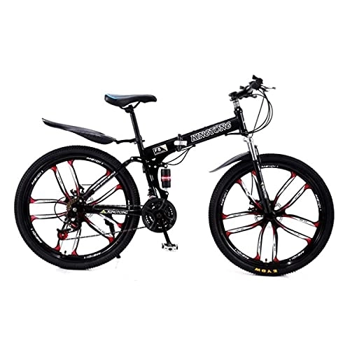Bicicletas de montaña plegables : MQJ 26 Pulgadas Plegable Bicicleta de Montaña Acero Al Carbono 21 Velocidades con Horquilla Frontal Absorbente de Choque Hombres Plegables Mtb Bicicleta para Hombres Mujer Adulto Y Adolescentes, Colo