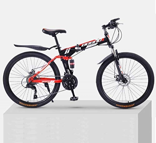 Bicicletas de montaña plegables : MUYU Bicicleta de Carretera de Acero al Carbono de 20 Pulgadas, 21 velocidades (24 velocidades, 27 velocidades, 30 velocidades) Freno de Disco Doble, Red, 21speed