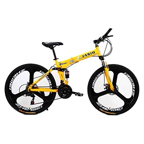 Bicicletas de montaña plegables : MUYU Bicicleta De Montaña Plegable Bicicleta De Montaña 21 Velocidades (24 Velocidades, 27 Velocidades) Frenos De Disco, Yellow 2, 27 speeds