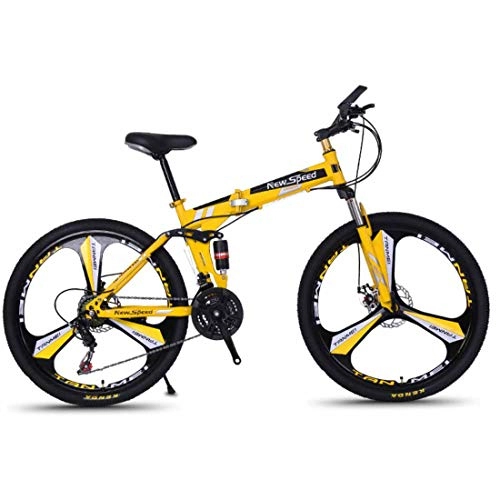 Bicicletas de montaña plegables : MUYU Bicicleta para Adultos De 26 Pulgadas. Bicicletas Plegables para Hombres. Sistema De Frenos De Disco Doble, Yellow