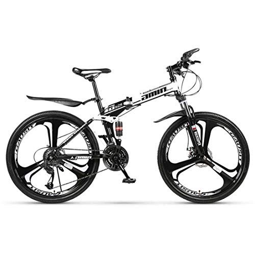 Bicicletas de montaña plegables : MUYU Bikes Bicicleta Montaña de 26 Pulgadas, Plegable de Aluminio Doble Freno Disco, Blanco, 21 Speed