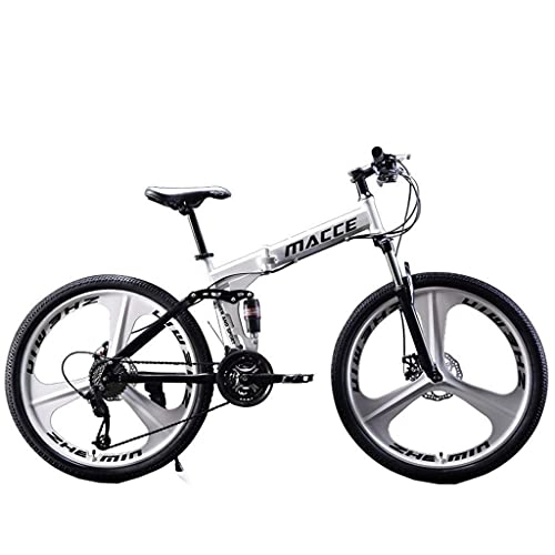Bicicletas de montaña plegables : N&I Bicicleta de montaña para adultos, 24 pulgadas, plegable, para hombre y mujer, 21 velocidades, suspensión completa, freno de disco