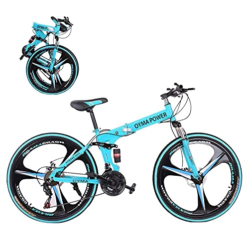 Bicicletas de montaña plegables : N&I Bicicleta de montaña para adultos de 26 pulgadas, plegable, para hombre y mujer, 21 velocidades, suspensión completa, frenos cruiser, bicicleta de montaña Trek