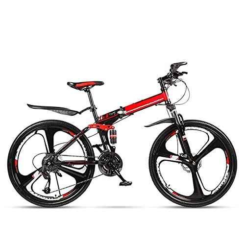 Bicicletas de montaña plegables : N&I Bicicleta de montaña plegable de 26 pulgadas para adultos, bicicleta de ciudad, frenos de disco dual, 21 / 24 / 27 / 30 velocidades, absorción de golpes, unisex, color blanco y negro, E 21 velocidades