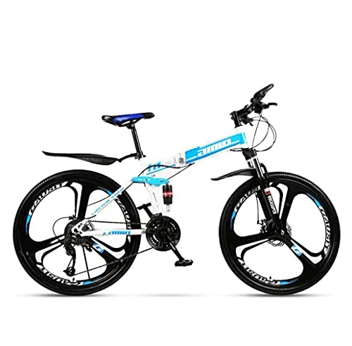 Bicicletas de montaña plegables : N&I Bicicleta plegable de 24 pulgadas para adultos de montaña, todoterreno, doble disco de freno de nieve, bicicleta Full Suspension, bicicleta de magnesio, ruedas C 27 Speed B 27 Speed