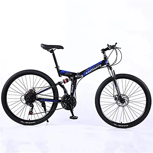 Bicicletas de montaña plegables : N&I Folding - Bicicleta de montaña de 24 pulgadas para adultos, variable, velocidad ligera, mini pequeña, para estudiantes, country, freno de disco ajustable, para asiento de bicicleta (color: B)