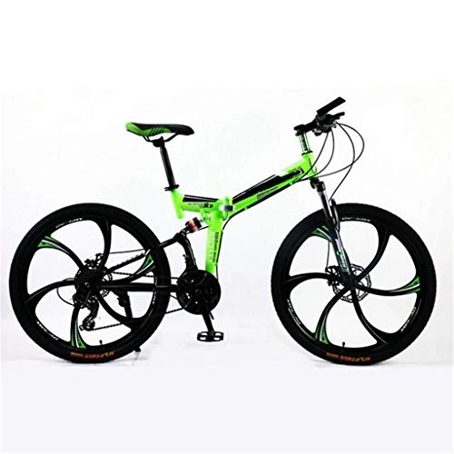 Bicicletas de montaña plegables : Nfudishpu Bicicleta de montaña para Hombre, suspensin Delantera, 24 Minutos de Las Ruedas de 21 velocidades y 26 Pulgadas, Cuadro de Aluminio de 17.5 Pulgadas, Verde, 24 velocidades