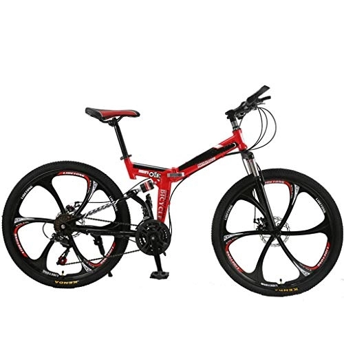 Bicicletas de montaña plegables : Nfudishpu Overdrive Bicicleta de montaña de Cola Dura Bicicleta Plegable 26 'Rueda 21 / 24 Velocidad Bicicleta roja, 24 velocidades