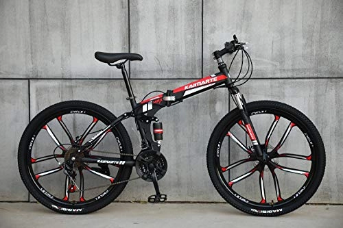 Bicicletas de montaña plegables : Novokart-Plegable Deportes / Bicicleta de montaña 26 Pulgadas 10 Cortador, Negro&Rojo
