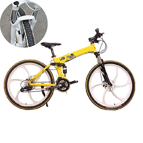 Bicicletas de montaña plegables : NXX Bicicleta montafia 20 Pulgadas Bike 7 velocidades Bicicleta Velocidad Variable, Todoterreno, Doble amortiguación, Doble Disco, Frenos, Bicicleta para Hombres, Montar al Aire Libre, Adulto, Amarillo