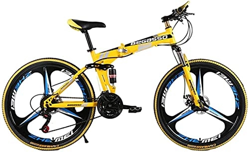 Bicicletas de montaña plegables : Qianglin Bicicleta de montaña Plegable, Bicicletas de Carretera de suspensión Completa para Hombres y Mujeres Adultos de 24 / 26 Pulgadas, 21-30 velocidades, Freno de Disco, Blanco, Negro