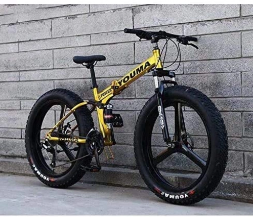 Bicicletas de montaña plegables : QZ Montaa Plegable Fat Tire Bike for Bicicleta, suspensin Completa del Marco de Acero de Alto carbn MTB con aleacin de magnesio Ruedas Doble Freno de Disco, tamao: 26 Pulgadas de Velocidad 27