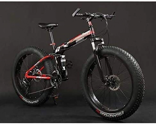 Bicicletas de montaña plegables : QZ Plegable for Bicicleta de montaña, Fat Tire Dual-Bicicletas Suspensin MBT, de Alto Carbono Marco de Acero, Doble Disco de Freno, Pedales de Aluminio y Tallos de 20 Pulgadas 30 Velocidad