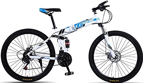 Bicicletas de montaña plegables : Retro Bicicleta Plegable Para Adultos, Bicicleta De Montaña Plegable De 24 Pulgadas Para Hombres Y Mujeres, 21 Velocidades Freno De Disco Horquilla De Suspensión Bloqueable Blue, 24 inches