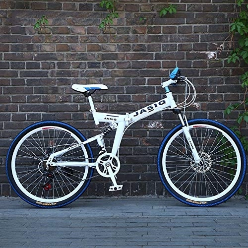Bicicletas de montaña plegables : RR-YRL 24 Pulgadas Plegable Bicicleta de montaña, Doble Freno de Disco Amortiguador de Bicicletas, 21 velocidades, Adulto Unisex