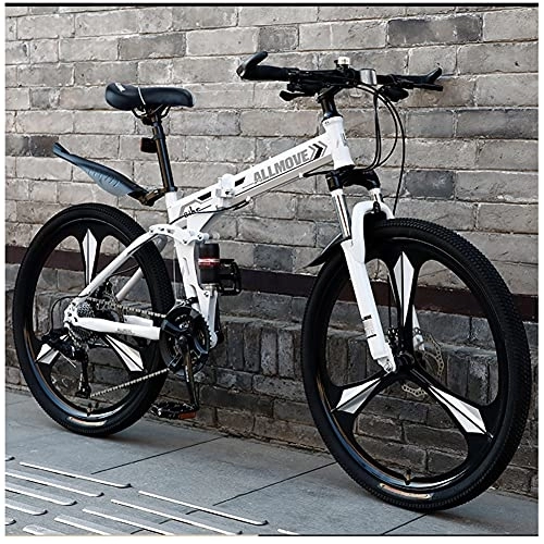 Bicicletas de montaña plegables : SHANJ Bicicleta Plegable para Adultos con Suspensión Total de 24 / 26 Pulgadas, Bicicleta de Montaña Portátil para Hombres y Mujeres, 21-30 Velocidades, Freno de Disco, Horquilla de Suspensión