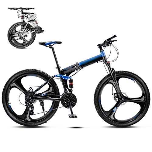 Bicicletas de montaña plegables : SHIN 24 Pulgadas 26 Pulgadas Bicicleta de Montaña Unisex, Bici MTB Adulto, Bicicleta MTB Plegable, 30 Velocidades Bicicleta Adulto con Doble Freno Disco / Blue / A Wheel / 26