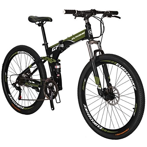 Bicicletas de montaña plegables : SL -G7 MTB 21 Velocidad 27.5 pulgadas Radios Ruedas Bicicleta Plegable (VERDE)
