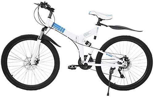 Bicicletas de montaña plegables : SYCY Bicicleta Plegable de Bicicleta de montaña de 26 Pulgadas con Marco de Acero de Alto Carbono Frenos de Disco Doble de 21 velocidades Suspensión Completa Antideslizante