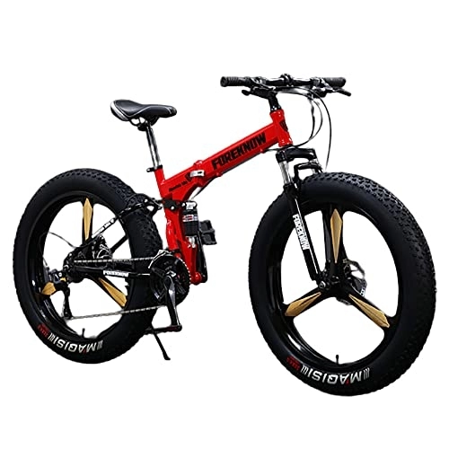 Bicicletas de montaña plegables : TAURU Bicicleta de montaña plegable de 24 velocidades, freno de disco dual, acero al carbono, marco trasero suave (24 pulgadas)