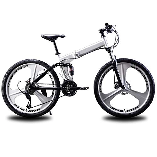 Bicicletas de montaña plegables : TriGold Acero De Alto Carbono Bicicleta Horquilla De Suspensión Delantera, Adulto Bicicleta De Carretera Frenos De Disco Hombre Mujer, Plegable Bicicleta De Montaña 26in Velocidad-A 27 Velocidad