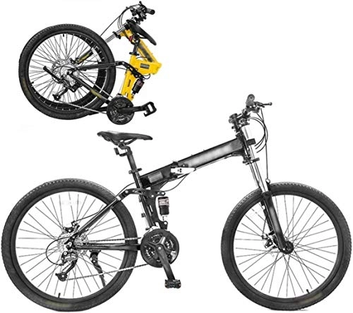 Bicicletas de montaña plegables : TTZY Bikes Off-Road Bicicleta, 26 pulgadas plegable con freno de doble disco, bicicleta plegable de cercanías – 27 velocidades 5 – 27, amarillo SHIYUE (color negro)