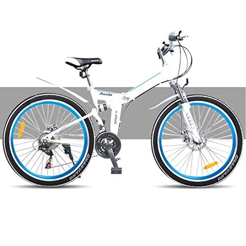 Bicicletas de montaña plegables : WJSW Bicicleta de montaña con Ruedas de 26"Bicicletas para nios 21 Velocidad Marco de 16" Negro y Rojo, Azul, 24