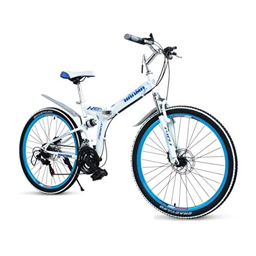 Bicicletas de montaña plegables : WJSW Bicicleta de montaña para Hombre Ruedas de 24"Bicicletas para nios Cuadro de aleacin de 16" Suspensin Delantera 21 / 24 / 27 Velocidad, Rojo, Blanco, 27 velocidades