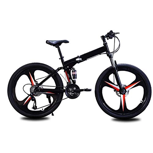 Bicicletas de montaña plegables : WLGQ Bicicleta de Carretera, Bicicleta Plegable con Freno de Disco Doble de 24 / 26 Pulgadas, Bicicleta de 21 velocidades con suspensión Completa, con Marco de Acero al Carbono con Freno de Disco d