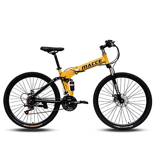 Bicicletas de montaña plegables : XHCP Bicicleta de montaña Plegable de 24 Pulgadas, Bicicletas de suspensión Completa, Bicicletas de Carretera con Frenos de Disco, MTB con Marco de Acero de Alto Carbono para Hombres y Mujeres