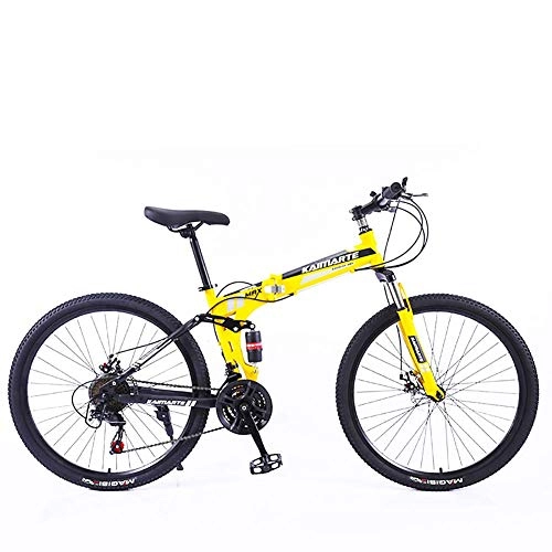 Bicicletas de montaña plegables : XHCP Bicicleta de montaña Plegable de 27 velocidades 24 / 26 Pulgadas, Bicicleta de montaña de Acero con Alto Contenido de Carbono, Bicicleta de montaña con Asiento Ajustable de suspensión Completa