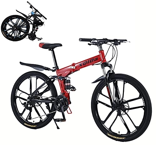 Bicicletas de montaña plegables : XQIDa durable Plegable Bicicleta de montaña Hombres 26in Bicicleta de ciclocross Estructura de Acero al Carbono Ligero 27 velocidades Sistema de Plegado rápido La elección Amantes del Ciclismo / Red