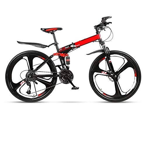 Bicicletas de montaña plegables : yfkjh Bicicleta de montaña plegable, para adultos, una rueda, doble amortiguador, para carreras, todoterreno, velocidad variable, 26 pulgadas, 26 pulgadas, 26 pulgadas, 24 velocidades.