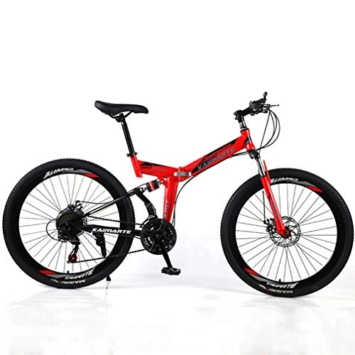 Bicicletas de montaña plegables : YUKM Rayo Rueda 3-Velocidad de conversión de Bicicletas de montaña, Plegable portátil Fuera de la Bicicleta de Carretera, Cinco Colores, Apto para Hombres y Mujeres, Rojo, 26 Inch 24 Speed