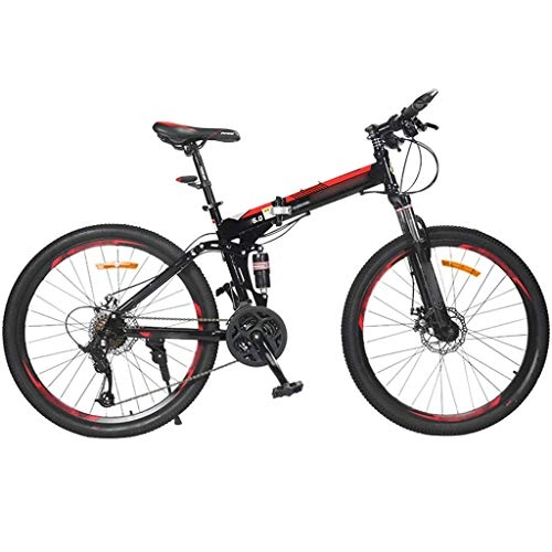 Bicicletas de montaña plegables : YXFYXF Bicicleta de montaña portátil de Doble suspensión for Viajes al Aire Libre, Bicicleta Plegable, Cambio de luz MTB, Ruedas de 26 Pulgadas, 24 -. (Color : 24-Speed Red, Size : 26 Inches)
