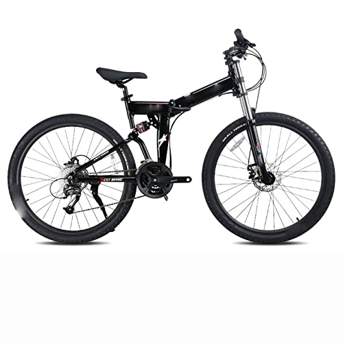 Bicicletas de montaña plegables : YXGLL Frenos de Disco mecánicos para Bicicleta de montaña Plegable de 27, 5 Pulgadas, 27 velocidades, Doble absorción de Impacto, para Playa o Nieve (Black)