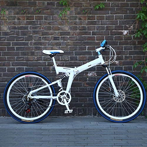 Bicicletas de montaña plegables : Zhangxiaowei Bicicletas Overdrive Hardtail Bicicleta de montaña Plegable 24 / 26 Pulgadas 21 la Velocidad del Ciclo Blanca con Frenos de Disco, 26 Inch