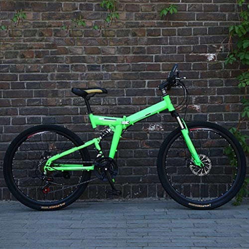Bicicletas de montaña plegables : Zhangxiaowei Mens Bicicleta de montaña Bicicleta de 24 / 26 Pulgadas 21 Ciclo Verde Velocidad Plegable con Frenos de Disco, 24 Inch
