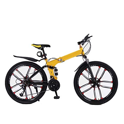 Bicicletas de montaña plegables : ZHIFENGLIU Bicicleta De Montaña para Adultos, Bicicleta Todoterreno Plegable De Acero con Alto Contenido De Carbono De 26 Pulgadas Bicicleta De Doble Suspensión, 21 Speed 26 Inches