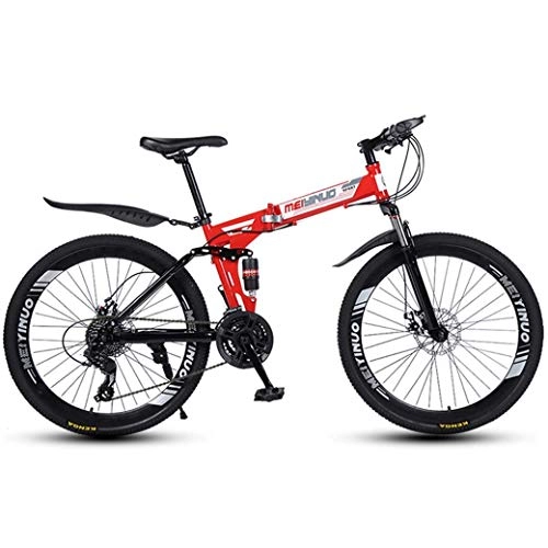 Bicicletas de montaña plegables : ZHTY Bicicleta de montaña de 26"y 21 velocidades para Adultos, Cuadro de suspensión Completa de Aluminio Ligero, Horquilla de suspensión, Freno de Disco