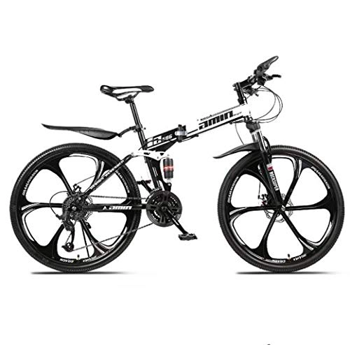 Bicicletas de montaña plegables : ZHTY Bicicletas Plegables de Bicicleta de montaña, Freno Doble de Disco de 26 Pulgadas y 24 velocidades, suspensión Completa Antideslizante, Cuadro de Aluminio Ligero, Horquilla de suspensión