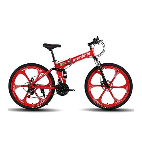Bicicletas de montaña plegables : ZPEE Ajustable Acero De Alto Carbono Bicicleta Plegable Adulto, Frenos De Doble Disco Velocidad Variable Bicicletas Todoterreno, Neumático De Grasa Bicicletas De Carretera para City Riding