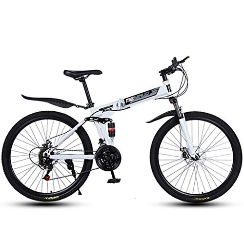 Bicicletas de montaña plegables : ZTYD 26 Pulgadas de Bicicletas de montaña de 27 velocidades de Edad, Estructura de suspensión de Aluminio Ligero Completo, Suspensión Tenedor, Freno de Disco, W 1