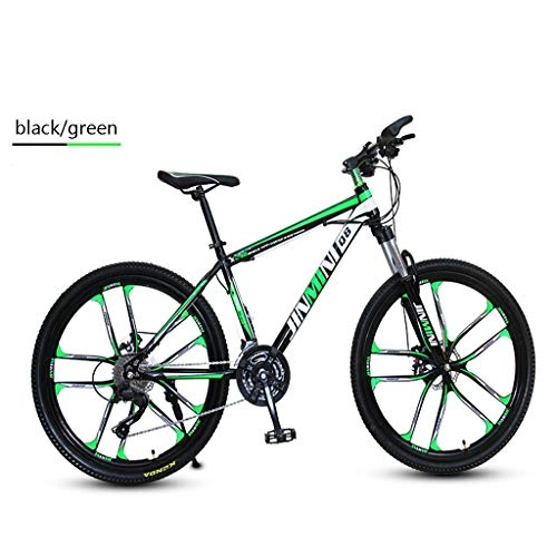 Bicicletas de montaña : 21 Velocidades Bicicletas De Montaa, De Acero Al Carbono De Alta Outroad Bicicletas Bicicletas 26 Pulgadas Estudiante Adulto Aire Libre Montaa (Color : Black / Green)