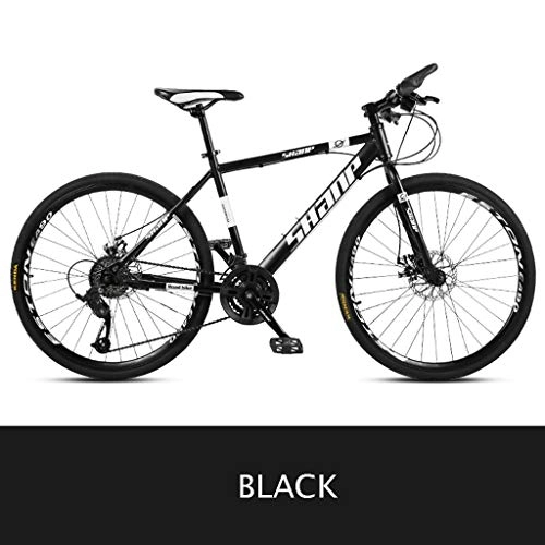 Bicicletas de montaña : 26 Pulgadas De Bicicletas De Montaa, De Acero Al Carbono De Alta Outroad Bicicletas 21 Velocidad De Estudiantes Adultos Al Aire Libre Ciudad De Bicicletas De Montaa (Color : Black)